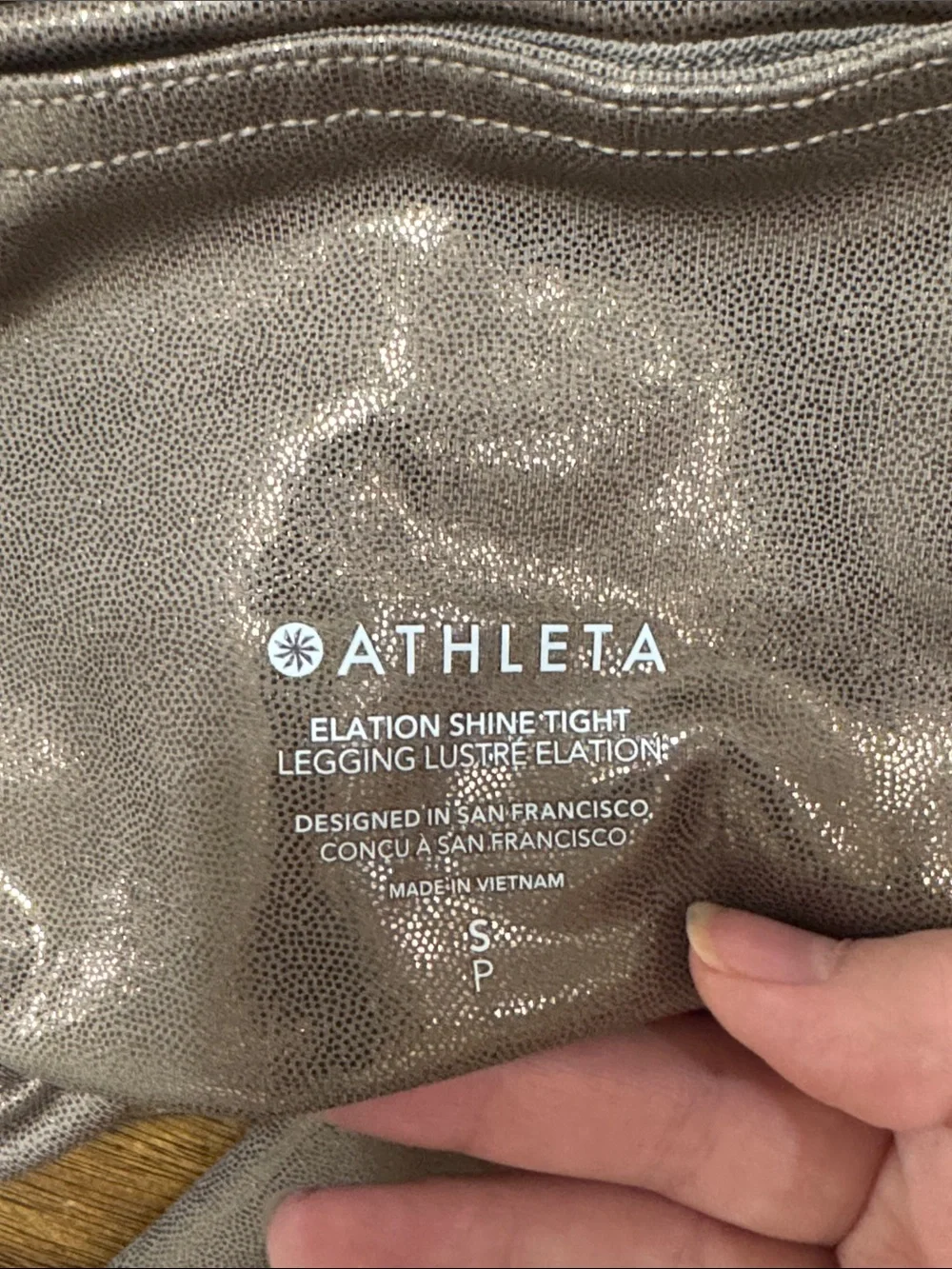 Athleta Elation Shine Bronze Metallic Copper High-Waist Tights Leggings size S